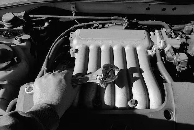 hands working automobile engine
